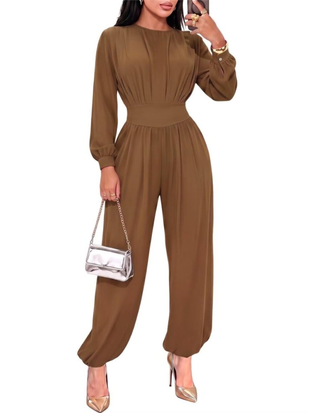 Jumpsuits for Women Dressy Casual Long Sleeve Wide Leg Rompers